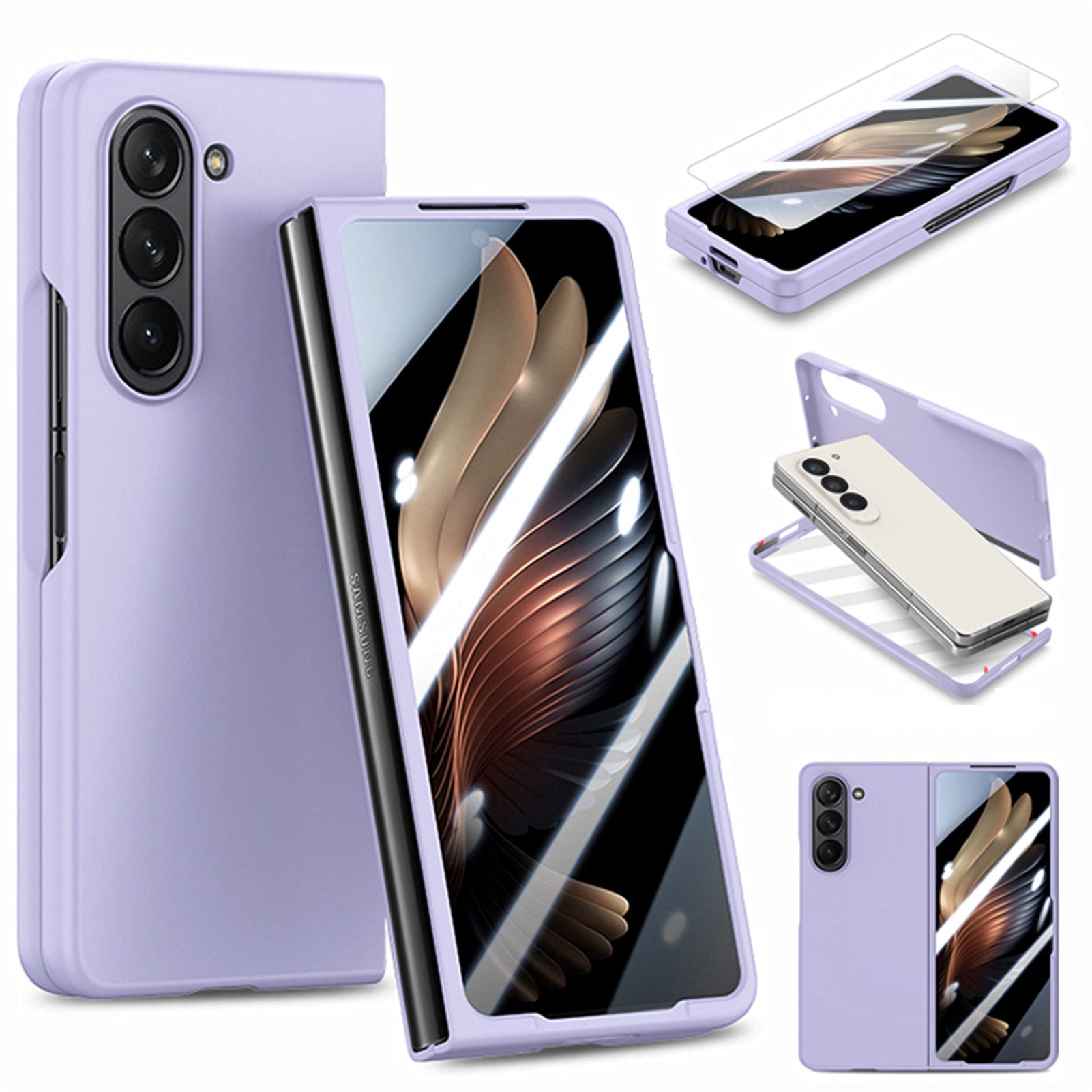 For Samsung Galaxy Z Fold5 5G Skin-Touch Phone Case Hard PC Folding Phone Case with Tempered Glass Film For Samsung Galaxy Z Fold5 5G Skin-Touch Phone Case Hard PC Folding Phone Case with Tempered Glass Film